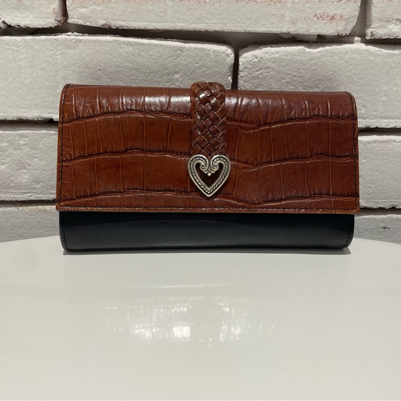 Brighton Handbags - Brighton Women’s Large Croc Print Tri Fold and Black & Brown Wallet